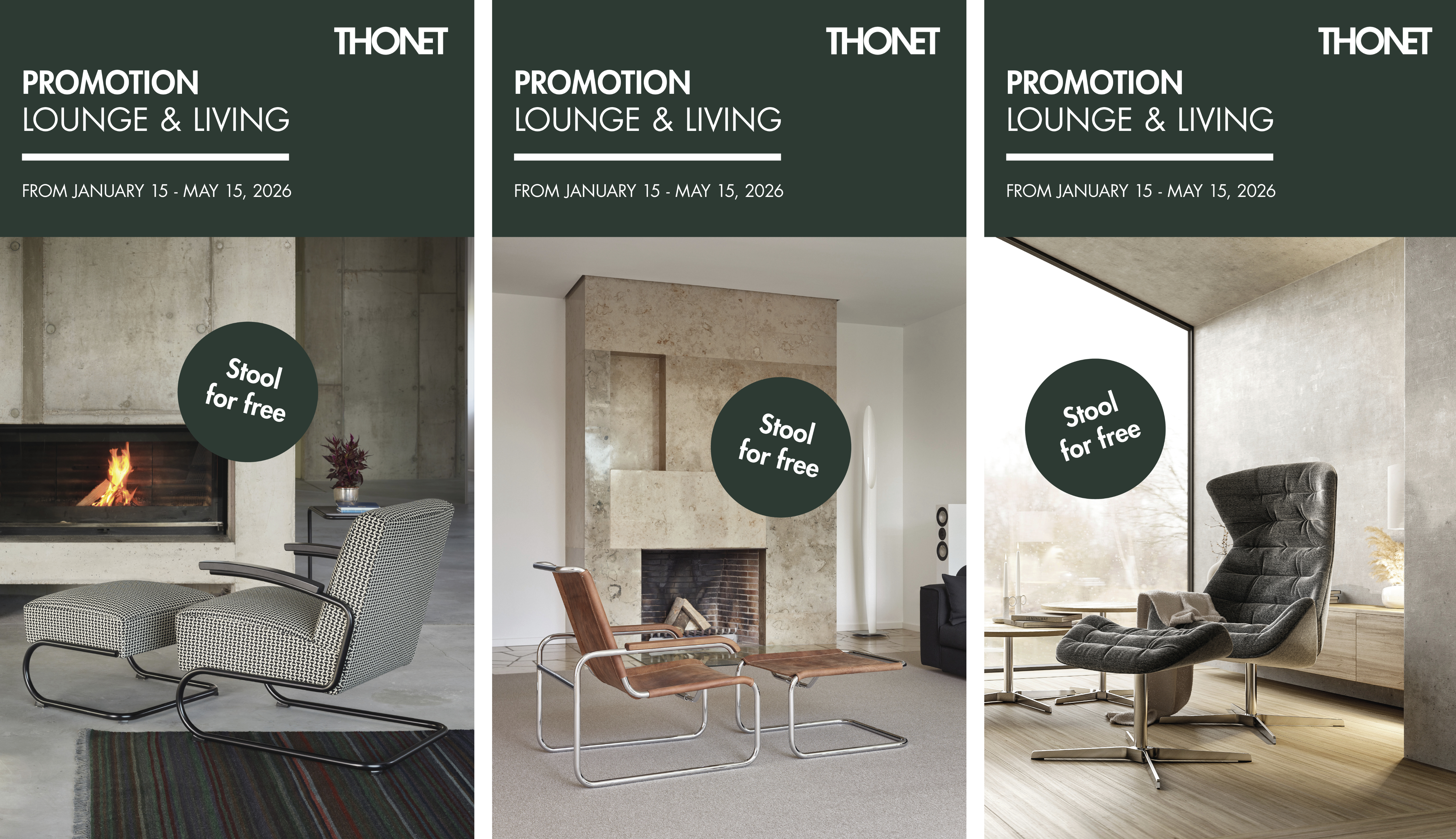 GRATIS hocker bij aankoop Thonet S411, S412, S35 of 808