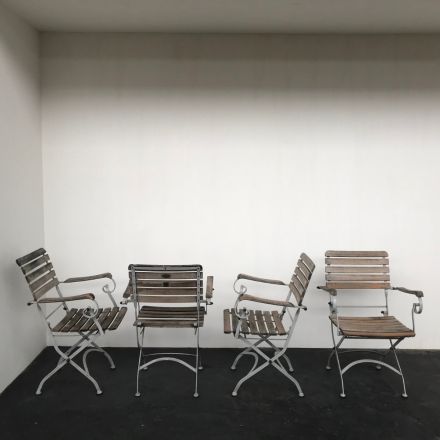 Set tuinmeubels smeedijzer met hout