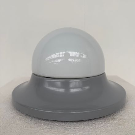 Plafond/wandlamp rond grijs metaal jaren 60/70