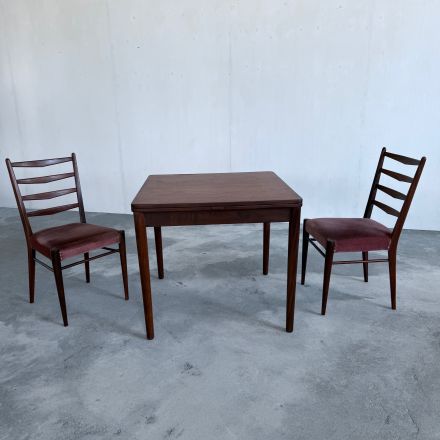 Set uitschuif tafel en 2 stoelen Pastoe teakhout