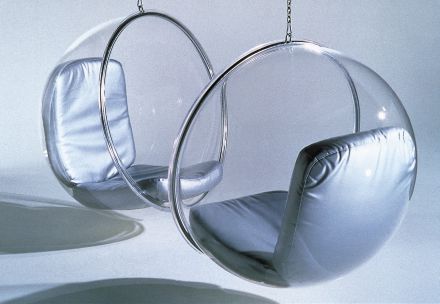 Bubble chair 2x zilveren kussens