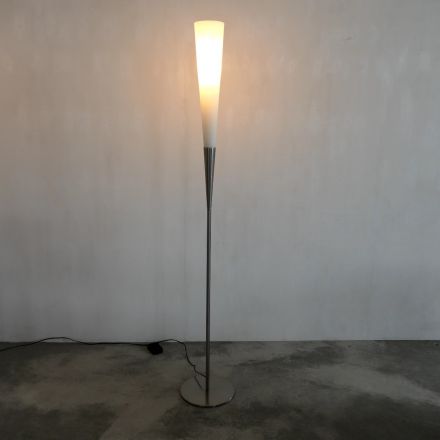 Vloerlamp in RVS en melkglas, jaren ’90 